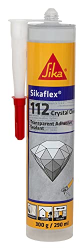 Sikaflex-112 Crystal Clear, Sellador transparente multiuso para la adhesión inmediata en interiores y exteriores, grietas y juntas, 290 ml