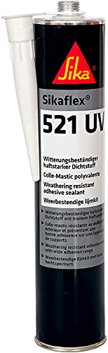 Sikaflex 521 UV, Blanco, Sellador multiusos poliuretano híbrido, Sellador adherente para sellados y uniones elásticos, resistente a la intemperie, 300ml