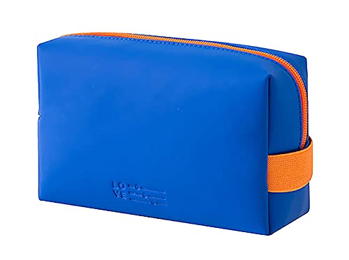 LEUCHTBOX Neceser pequeño impermeable para mujer de piel sintética de poliuretano, estilo Candy Bag de colores brillantes, azul, talla única, Bolsa de aseo