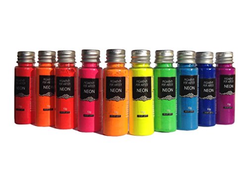 Resin Pro - Pigmentos Neon - Kit de pigmentos increíbles mixtos, compatibles con resinas epoxídicas, poliuretanos, acrílicos, pinturas, creaciones artísticas, Decoupage - Multicolor, 10 x 10 g