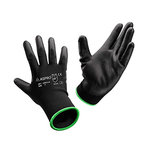 Trabajo guantes 24 pares de montaje guantes guantes pu nylon talla 7 8 9 10 11 